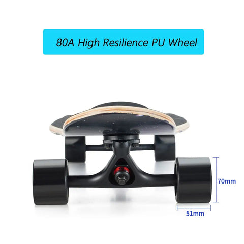 70Mm Longboard Wheel Set With 80A Hard PU, Preinstalled 608RS ABEC-9 Bearings And Spacers, Includes Riser Pads Black