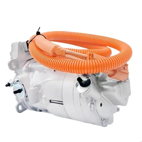Electric Ac Compressor Kit For Tesla Model 3 HES33 Beltless Scroll Assembly with orange wiring for efficient cooling.