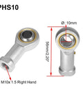 Pre Lubricated Right Hand Rod End Bearing Set With Five Eighth Inch Bore And Five Eighths By Eighteen Female Thread Heim Joint Two Pack Forged Grade 45 Steel Body Hardened Bearing Ball 11 Degree Misalignment 21N Static And 20KN Dynamic Load, M10x1.5 right hand rod end bearing set, PHS10