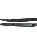 Driver Passenger Pair Red Rear Bumper Reflectors For Tesla Model Y 2020 To 2023 shown from top view with black backing.