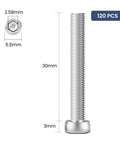 Top Shelf M3 X 30mm Hex Socket Head Cap Screws Crafted From Ridiculously Tough 304 Stainless Steel 18 8 With Full Threads Bright Finish Pack Of 120. M3 bolt dimensions.