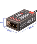 ER6 2.4G 6CH PWM Receiver For Fixed Wing RC Planes With CRSF And ExpressLRS showing size dimensions