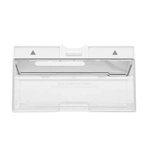 Heavy Duty Dust Box Compatible With Roborock S5 S6 T6 Robot Vacuum Cleaner Replacement Parts Large Capacity Bin view from above, clear ABS plastic.