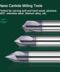 ASNOMY carbide chamfer end mills with V-groove, 60°/90°, 3-flute CNC milling bits (3 pieces shown)