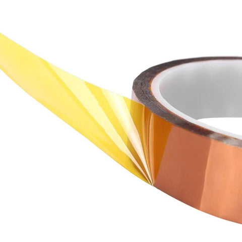 Heavy Duty High Temperature Kapton Tape Polyimide Adhesive Film 20mm Wide 33m Long Delivers 260C Continuous Heat 300C Peak Metallic Brown Color