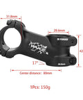 31.8Mm Mountain Bike Stem 80mm Length With 17 Degree Rise Riser Handlebar Extender For MTB Aluminum 6061 T6 Lightweight