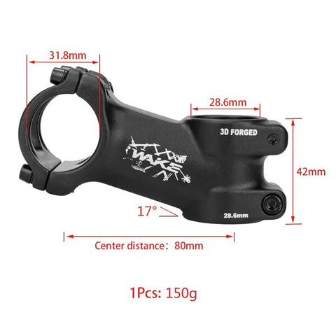 31.8Mm Mountain Bike Stem 80mm Length With 17 Degree Rise Riser Handlebar Extender For MTB Aluminum 6061 T6 Lightweight