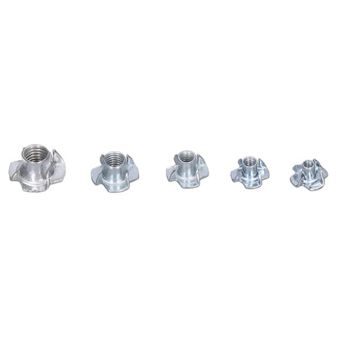 Extensive T Nut Assortment Kit With 105Pcs Galvanized Carbon Steel Tee Nuts M10 Pronged Threaded Inserts For Woodworking Projects