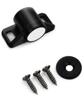 Heavy Duty Zinc Alloy Cabinet Door Magnets With Strong Magnetic Catch, screws, and black hardware for kitchen cupboards.