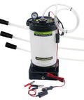 Game Changing 12V DC Oil Extractor Pump With 6 Liter Tank features hoses, gauge, and battery clips for easy fluid extraction.