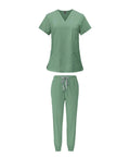 Womens Scrubs Set For Nurses And Spa Pros Machine Washable Workwear Top And Jogger Pants All Day Comfort Green Uniform For Hospitals Salons XXL