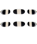 Set Of Six Oval Marble Cabinet Knobs Black And White Pattern For Kitchen Dresser Upgrade Zero Fuss Install with gold screws.