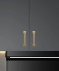 Gold kitchen cabinet with 10 Pack 5 Inch 128mm Champagne Bronze Cabinet Handles Gold Kitchen Cabinet Pulls Solid Zinc Alloy Durable Drawer Pulls installed.