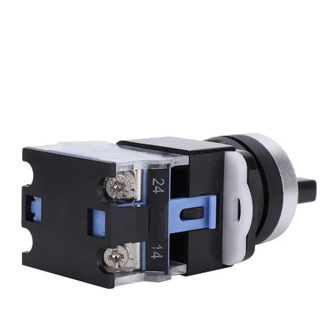 Side view of Set Of 10 3 Position Self Locking Rotary Switches 22mm Panel Mount Changeover 440V for electrical panels and motor control.