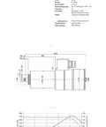 Technical schematic of Beefy Power CNC Spindle With Automatic Tool Change, showing dimensions and performance graph.