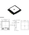 BE-220 FPV GPS Module With Dual Protocol M10 GNSS and rock-solid ceramic antenna in diagram and dimensions schematic view.