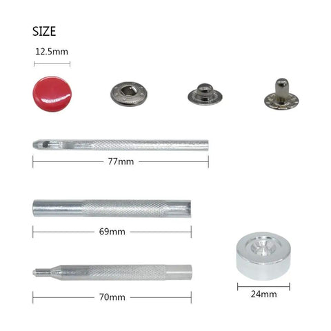 12.5 mm Snap Fastener Kit With 12 Colors And 120 Sets Metal Snaps and Press Tool for Clothing Sewing and Crafting components