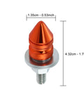 Orange spike license plate bolt kit aluminum alloy decorative screws and frame fasteners for cars and motorcycles, single bolt view.