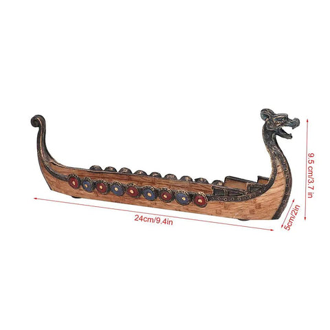 Incense Burner With Dragon Boat Motif Resin Meditation Decor For Home Garden Yoga Elegant Hand Carved Style