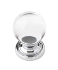 Luster Round Glass Knob With Chrome Finish 5 Pack 1-1-8 Inch Wide For Kitchen Cabinets Drawers And Doors Durable Hardware