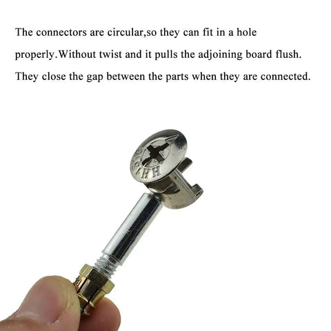 Heavy Duty Furniture Cam Lock Connectors With Flat Back Dowel Pins Knock Down Hardware Kit For Drawers Cabinets And Dressers Built Badass For Any Room Rock Solid Grip In 11 Sets with circular connector design.