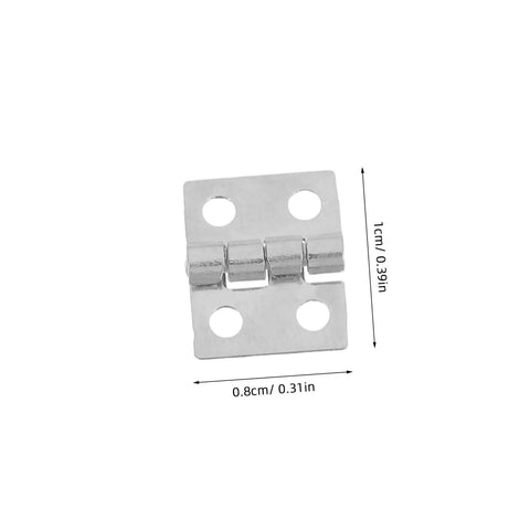Lil Copper Miniature Hinges With Screws Pack Of 100 For Dollhouses And Tiny Boxes 10x8mm silver finish hinge with dimensions.