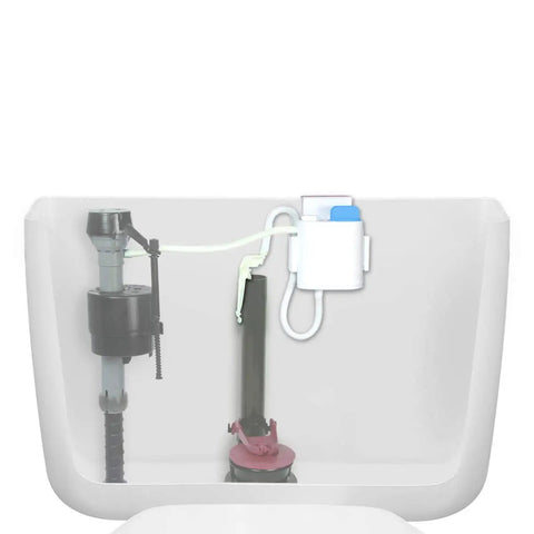 Flush N Sparkle Automatic Toilet Bowl Cleaning System Refills Blue 2 Pack Upgraded Version installed inside a toilet tank