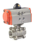 Three Quarter Inch Pneumatic Ball Valve Actuator Stainless Steel Rock-Solid Three-Piece, Single Acting Air Return Control
