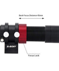 Mini Guide Scope 30mm F4 Finder For Auto Guiding Cameras Like SV305C Pro, side view with 45mm back focus and focus lock shown