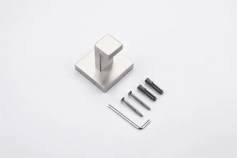 Heavy Duty Stainless Steel Towel Hooks 4 Pack Set, Square Wall Mounted Coat Robe Hooks For Bathroom And Kitchen, Modern Minimalist Design, Durable Corrosion Resistant Finish, Polished Chrome with installation screws and hex key