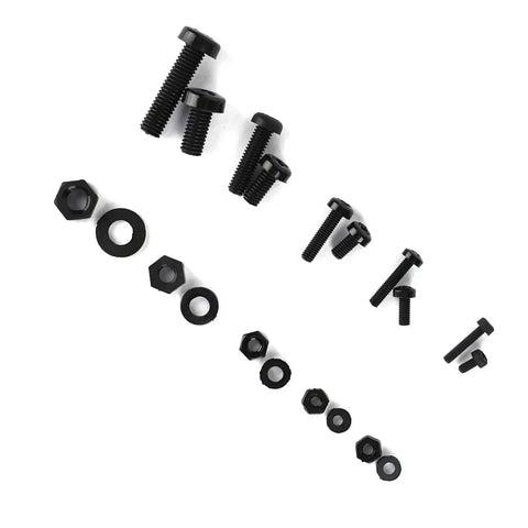 Nylon Screw Nut Washer Set M2 M2.5 M3 M4 M5 270 Piece Black Assortment Kit shown with various sizes of fasteners.