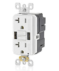SmartlockPro GFCI USB In-Wall Charger Outlet With 20A Power Type A USB Ports High-Power Charging For Smartphones And Tablets Automatic Self-Test Ground Fault Protection White