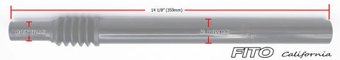 Suspension Bike Seat Post 25.4 x 350mm With 22.2mm Mount, Black Alloy Seatpost For Most Bikes, side view displaying dimensions.