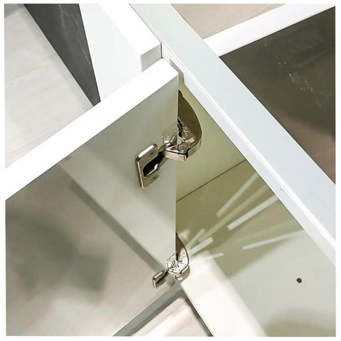Top Shelf 90 Degree Corner Cabinet Hinges Featuring Slick Silent Soft Close Buffer And Rock Solid Cold Rolled Steel Build For Zero Hassle Mounting And Smooth Daily Closure Two Pack installed on corner cabinet.