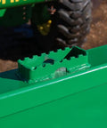 Close-up of reinforced gusset on 5 Foot Dirt Bucket Attachment For Tractors That Fits John Deere Hook And Pin Tractors
