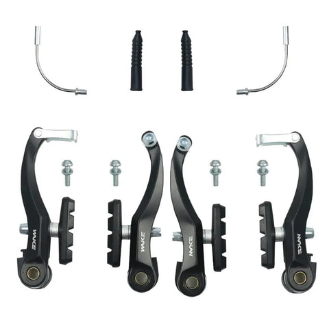 Universal Bike Brakes Set Front And Rear For Mountain And Road Bikes with V Brakes and accessories, shown front view