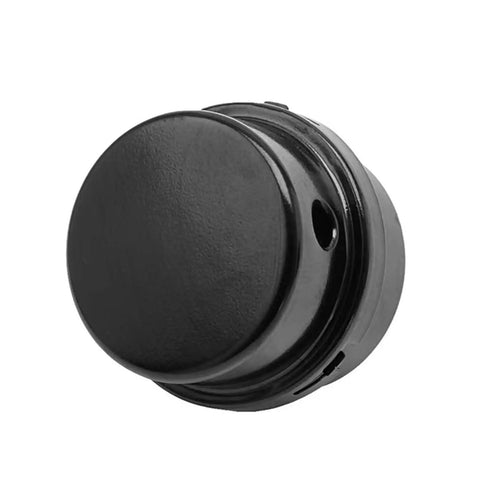 Air Compressor Silencer Filter Metal 20mm Thread One Half Inch NPT Inlet Fits Most Brands Replacement Metal Housing With Paper Filter For Home Workshop Use And Quiet Operation, black metal housing, side view
