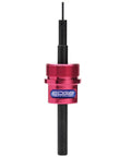 Precision Collet Stop For 5C Collets With Six Hardened Steel Stop Rods In Sizes One Sixteenth To Three Quarters Inch, red anodized body