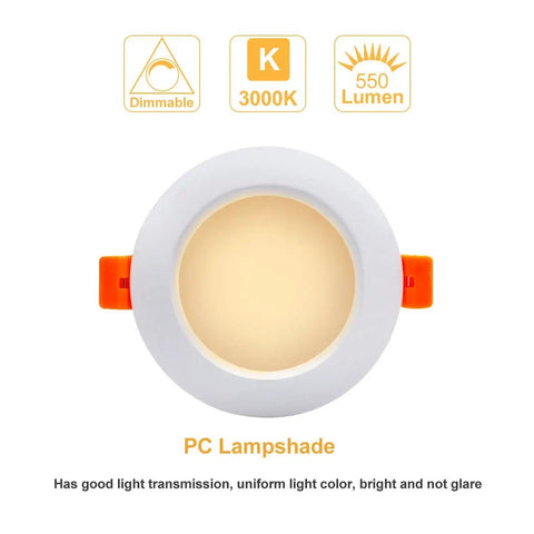 Lit 3.5 Inch LED Recessed Lighting Downlight 7W Dimmable 3000K Warm White CRI80 Energy Saving Ceiling Light With LED Driver 10 Pack For Kitchen Bathroom Living Room