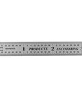 Close-up view of USA Made 6 Inch Flexible Steel Machinist Ruler With Satin Chrome Finish Handy For Curved Surfaces And Tight Spots