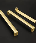 10 Pack Gold Cabinet Handles 3 Inch Hole Center Solid Zinc Alloy Brushed Gold Kitchen Drawer Pulls shown in close-up view
