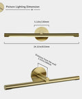 Brass Picture Light For Paintings 24.21 Inch Slim Gallery Bar LED Artwork Lighting 14W (70W Eq), dimensions shown