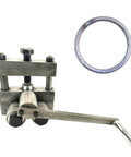 Manual Ring Roll Bender For Sheet Metal Bead Rolling And Plate Steel Forming, showing metal body with handle and rolled ring.