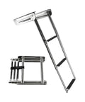 Heavy Duty 3 Step Telescoping Swim Platform Ladder Crafted From Marine Grade 304 Stainless Steel with clean design and folded option.
