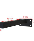 Heavy Duty Floating Shelf Brackets 30Cm 2 Pack Matte Black Iron Wall Mounted L Brackets showing dimensions 15cm x 8cm x 2cm.