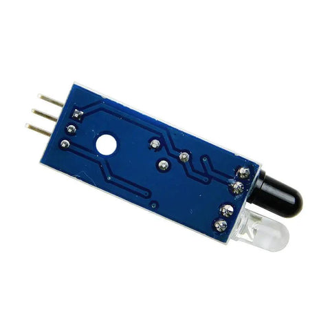 10 Pack Infrared Obstacle Avoidance Sensor Modules For Arduino Raspberry Pi Smart Car Robots With IR Transmitters Receivers And Photoelectric Switches Great For Line Tracking And Auto Driving close-up view of a single module with blue circuit board and sensors