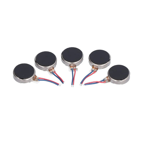 50Pcs Mini Flat Vibration Motors 3V 10x2.7mm Micro Vibrating Motors for Smartphones, five units displayed in a row.