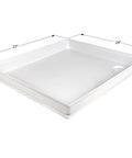 Universal ABS Shower Pan 27 Inch By 24 Inch By 4 Inch Polar White With Molded Drain Ready To Drill Durable Shower Floor Pan