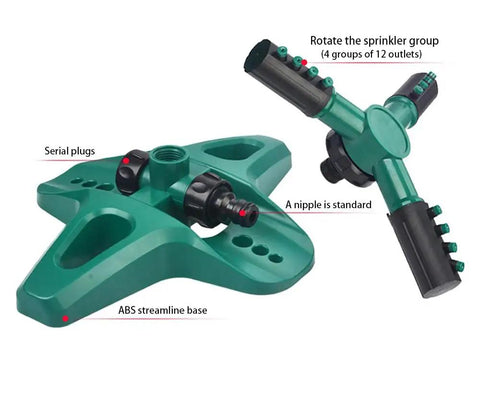 360 Degree Rotating Garden Sprinkler For Yard And Lawn, Automatic Sprinkler With Wide Area Coverage, Adjustable Watering System
