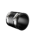 Flexible Pipe Coupling 3 Inch to 3 Inch Elastomeric PVC Sewer Fitting for Cast Iron Plastic and Steel Lines 1056-33 Leak Proof and Chemical Resistant Heavy Duty, black with clamps